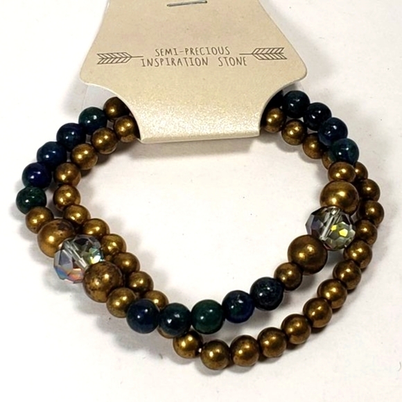 Jewelry - Set of 2 Gold tone Multicolor Beaded Stretchy Bracelets NWT A6